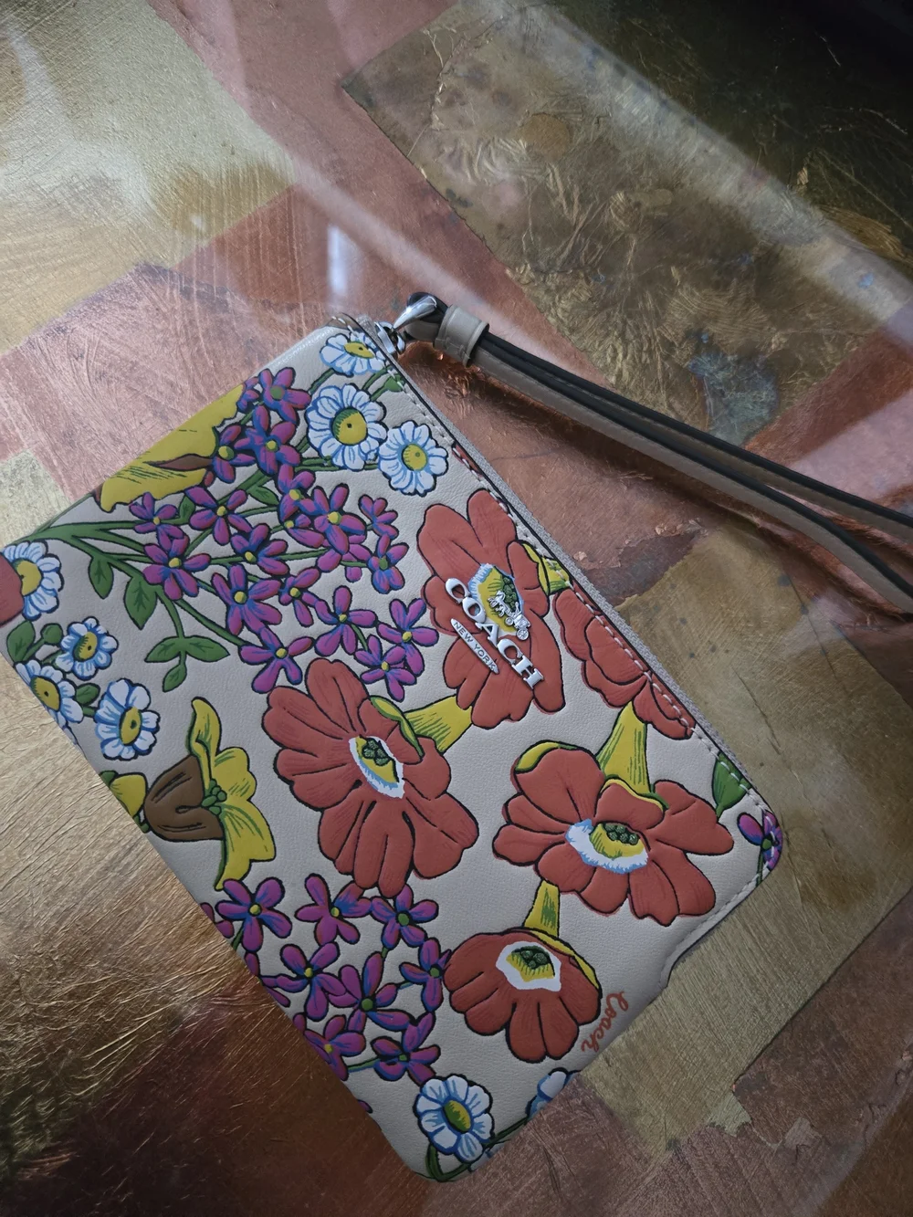COACH Floral Print Wristlet Clutch in Multicolor